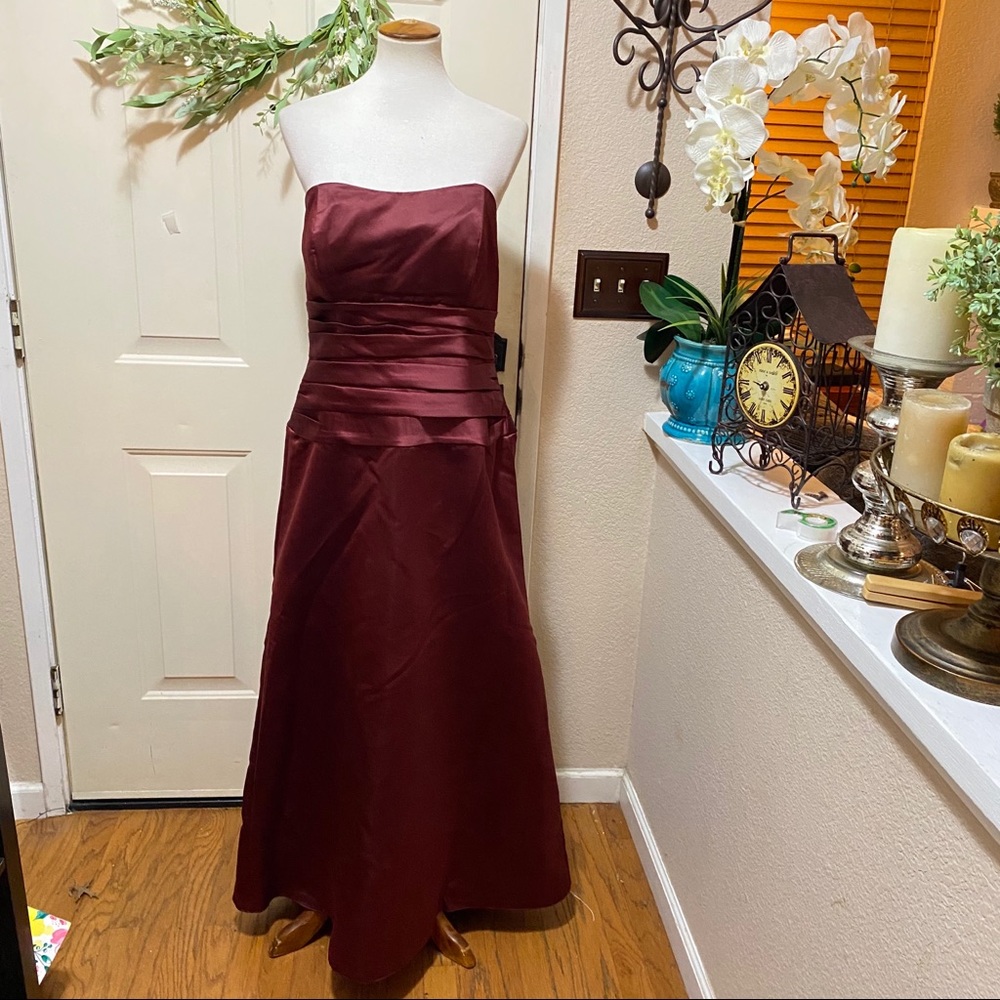 BelSoie Bridesmaid Dress Cranberry Colored Gown